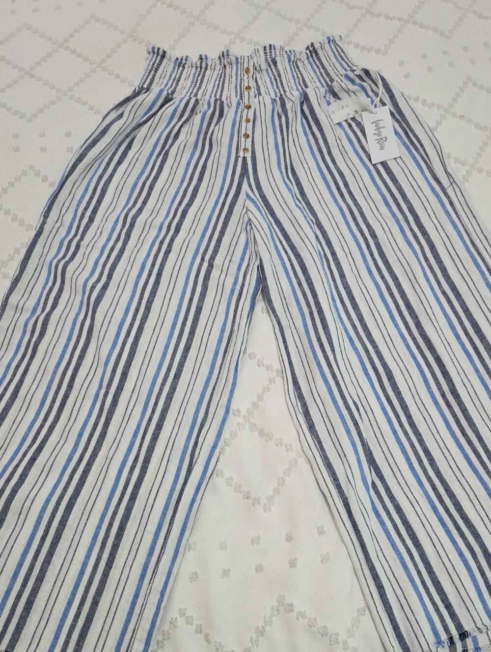 Indigo Rein Blue & White Striped Wide-Leg Pants